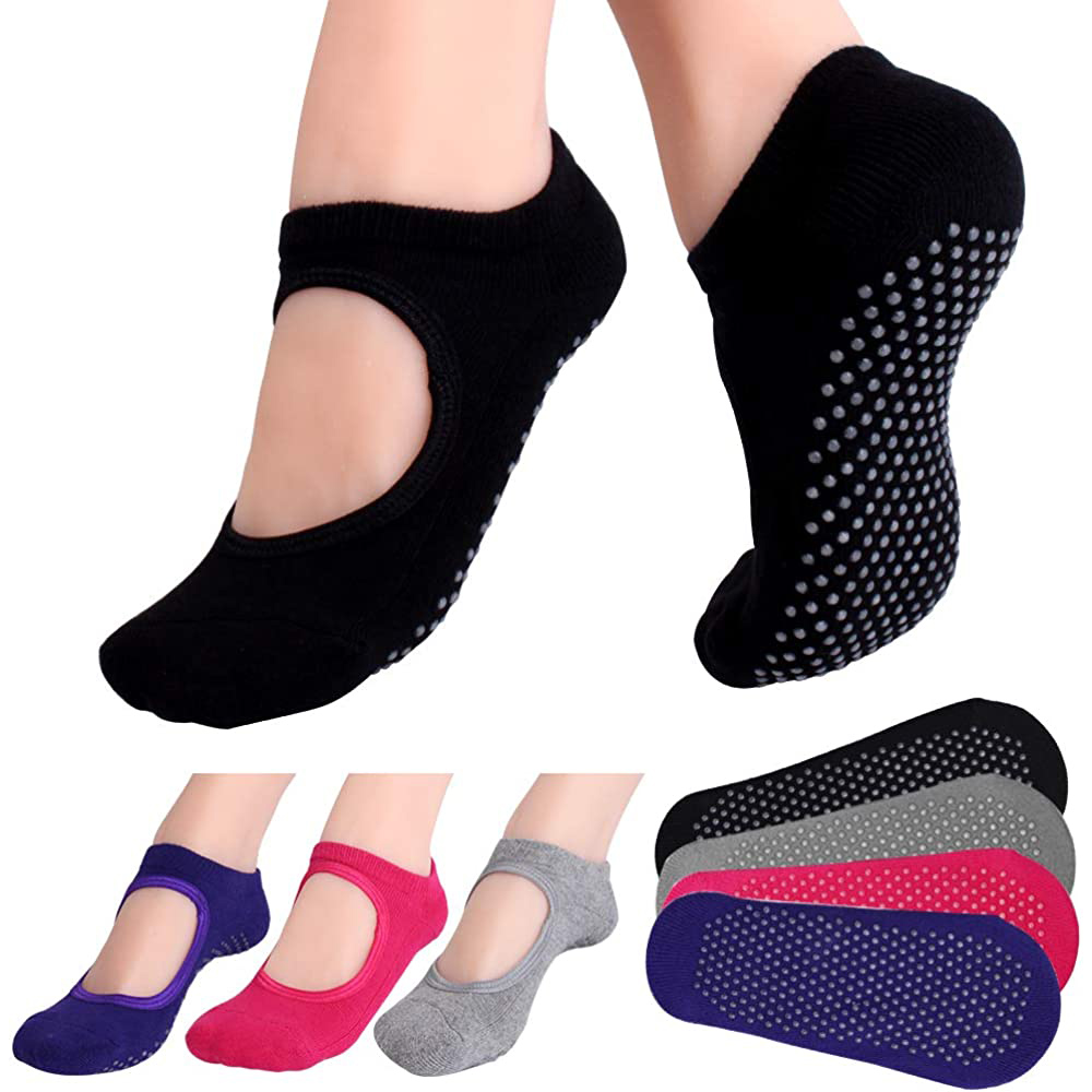 Pilates Yoga Ballet - Calcetines antideslizantes con espalda descubierta para