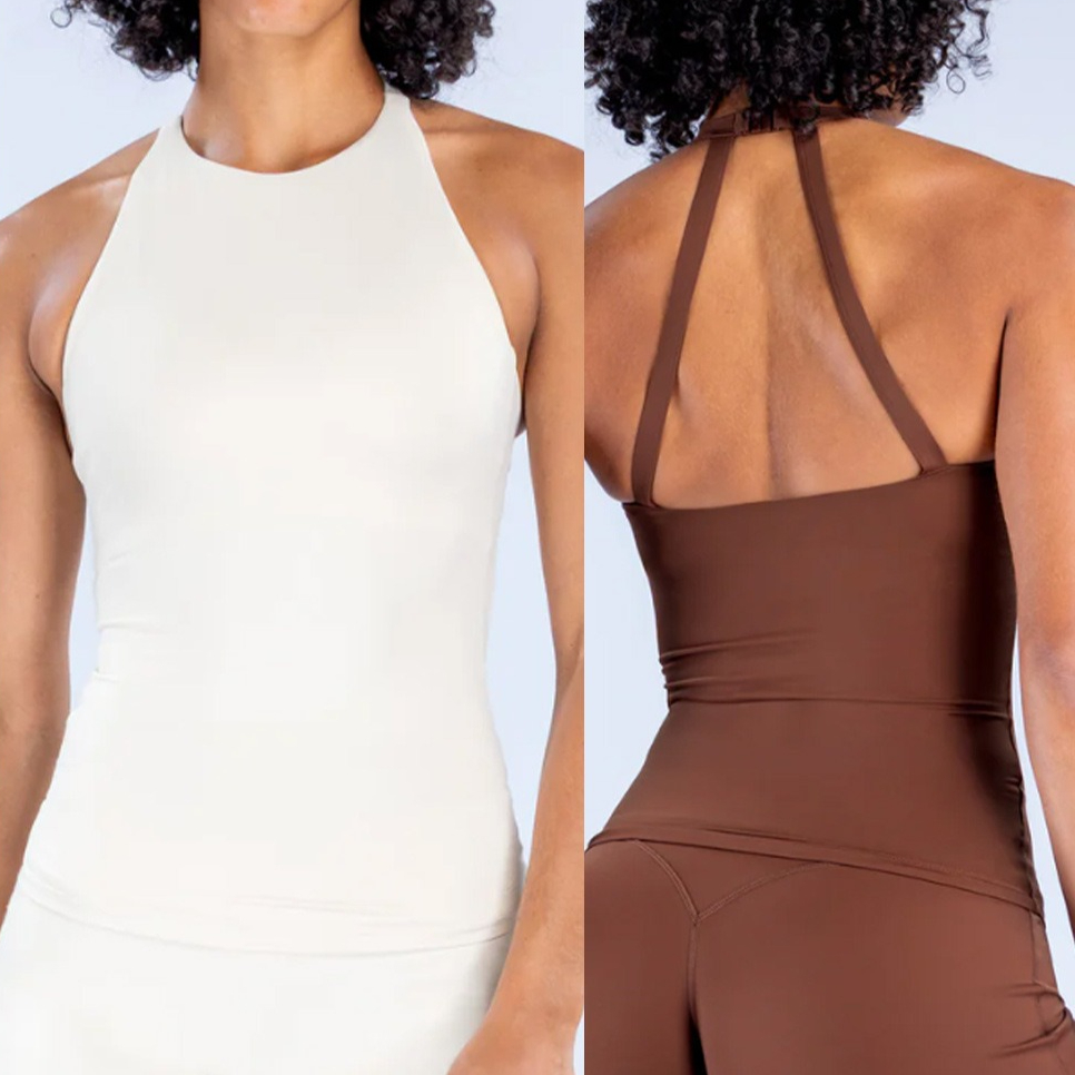 Pilates Yoga Jacket - Top halter para mujer con sujetador
